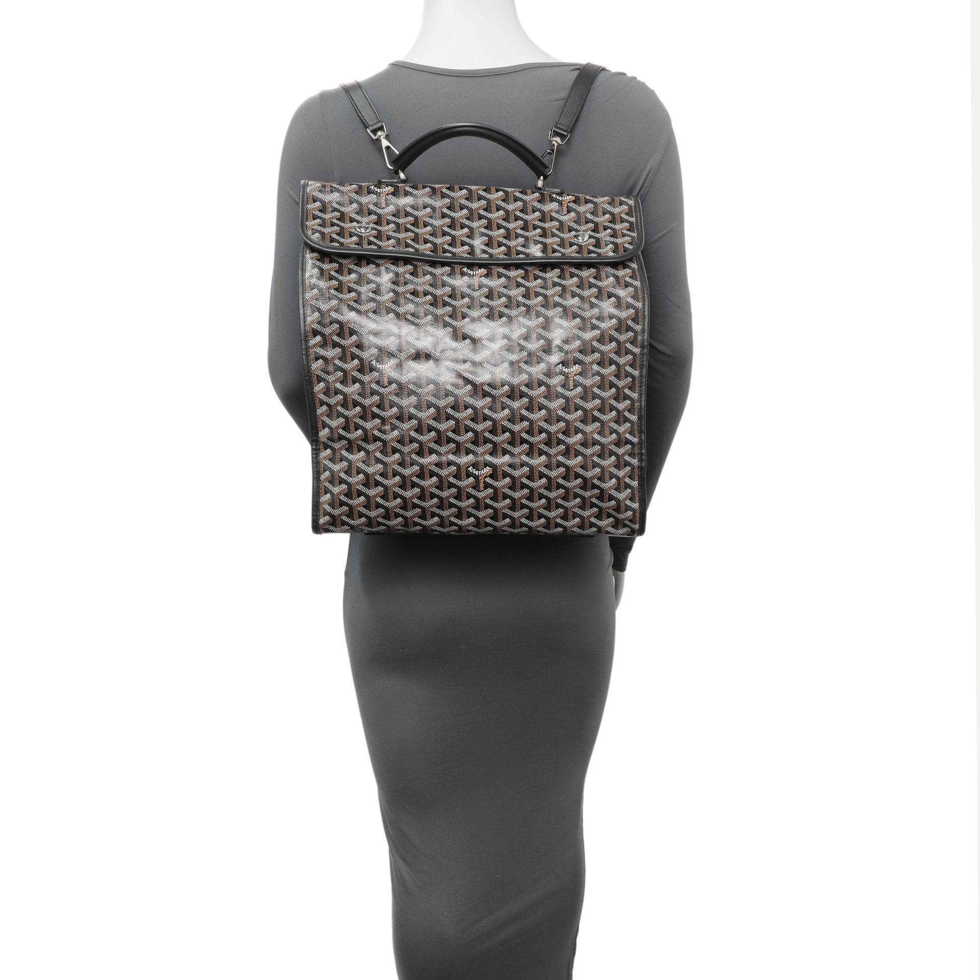 Exclusive Goyard Black Goyardine Saint Leger Soft Briefacase Backpack — Alternate View 14