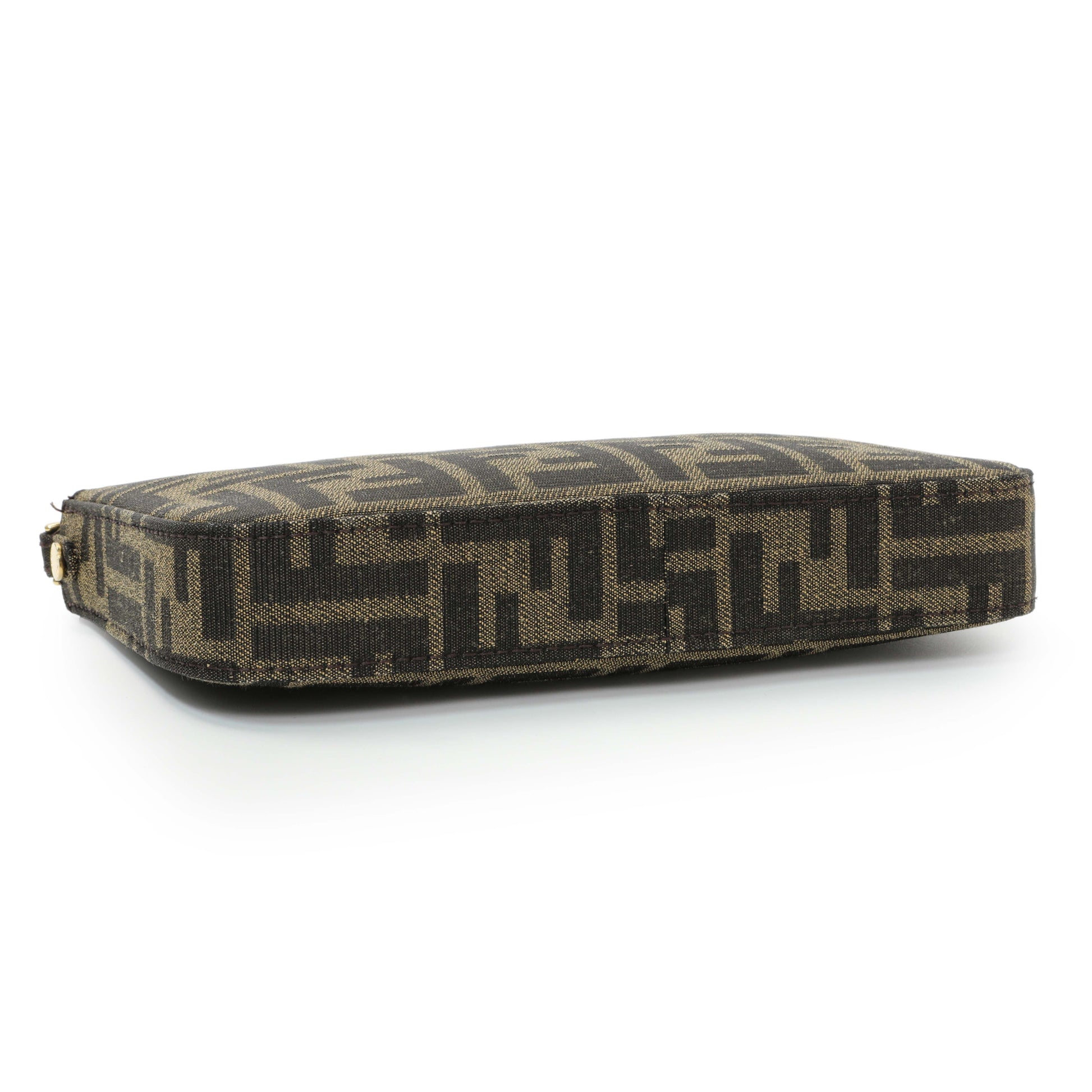 Exclusive Fendi Fabric Jacquard Vitello Grace FF 1974 Baguette Pouch — Back View