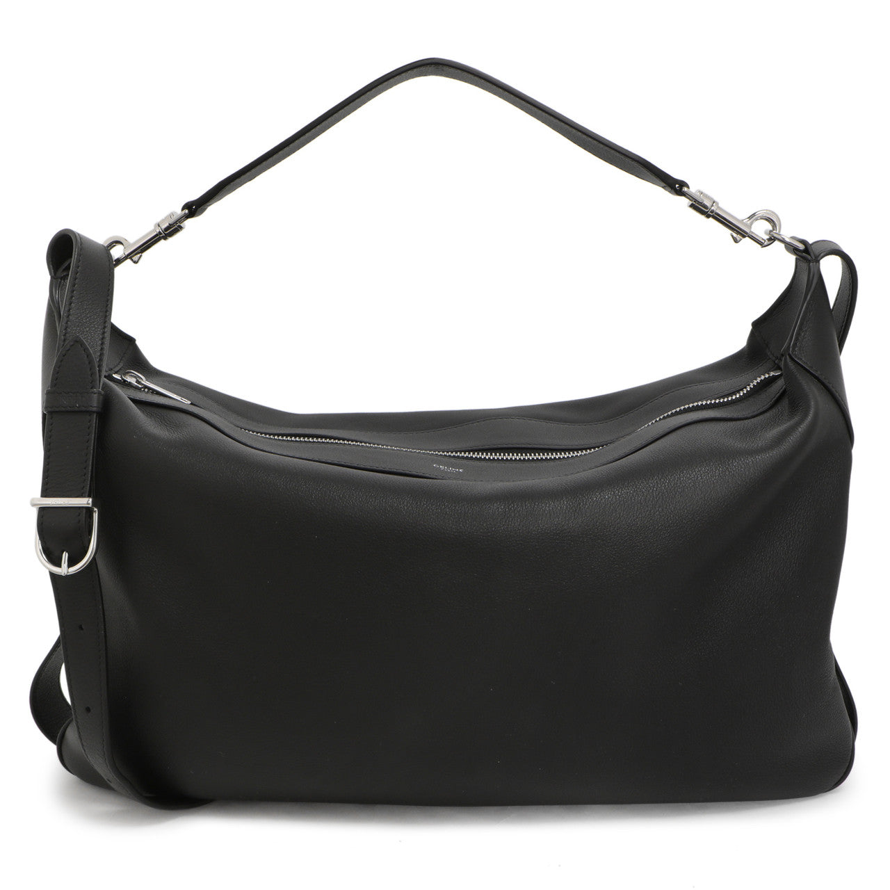 Exclusive Celine Black Calfskin Large Strap Romy — Front View