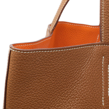 Exclusive Hermes Brown/Orange Taurillon Clemence Double Sens 45 Reversible Tote — Alternate View 11