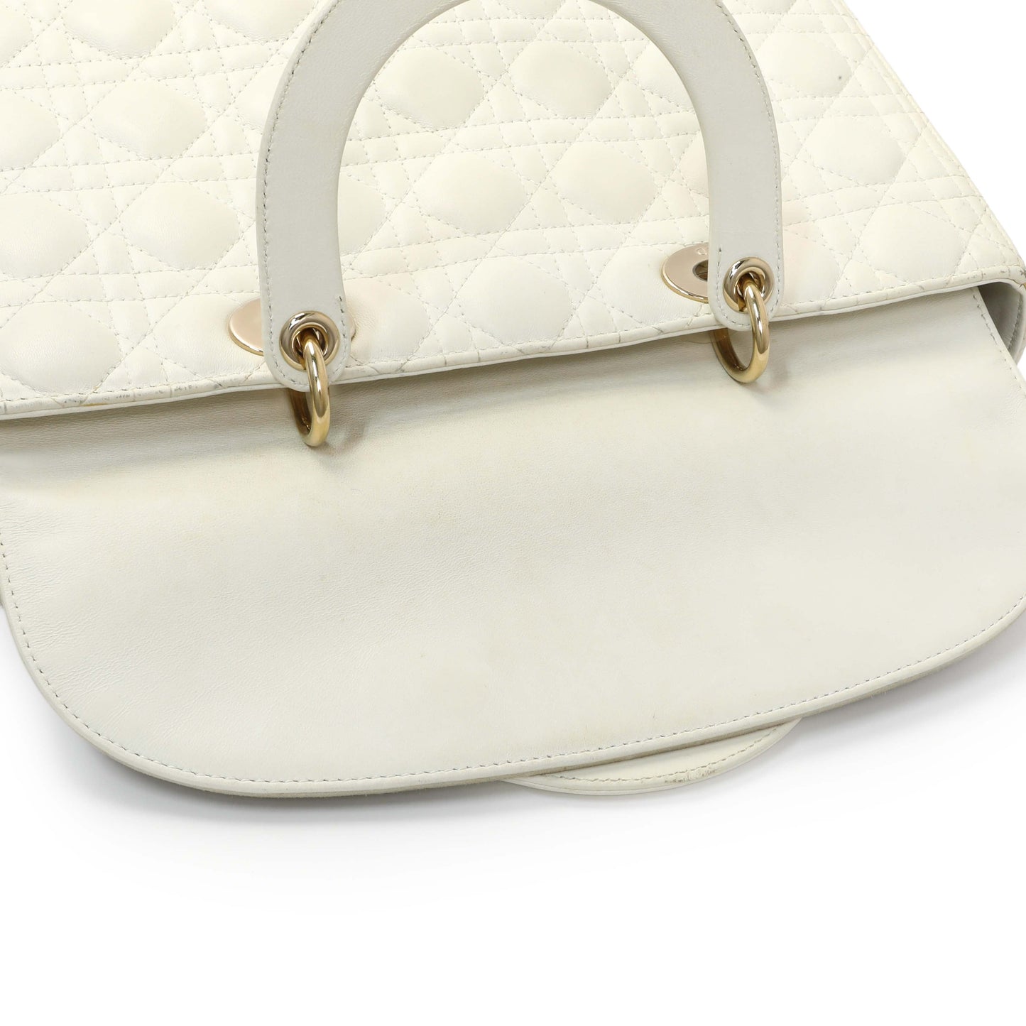 Exclusive Christian Dior White Lambskin Cannage Large Lady Dior — Alternate View 15