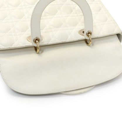 Exclusive Christian Dior White Lambskin Cannage Large Lady Dior — Alternate View 15