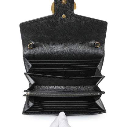 Exclusive Gucci Black Calfskin GG Marmont Chain Wallet — Top View