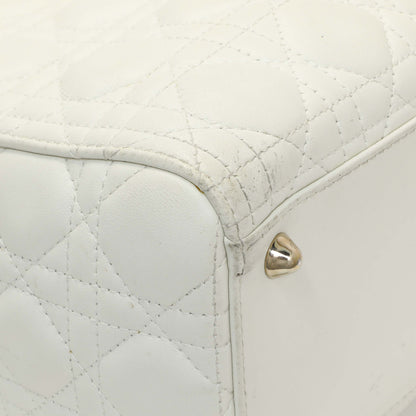 Exclusive Christian Dior White Lambskin Cannage Large Lady Dior — Top View