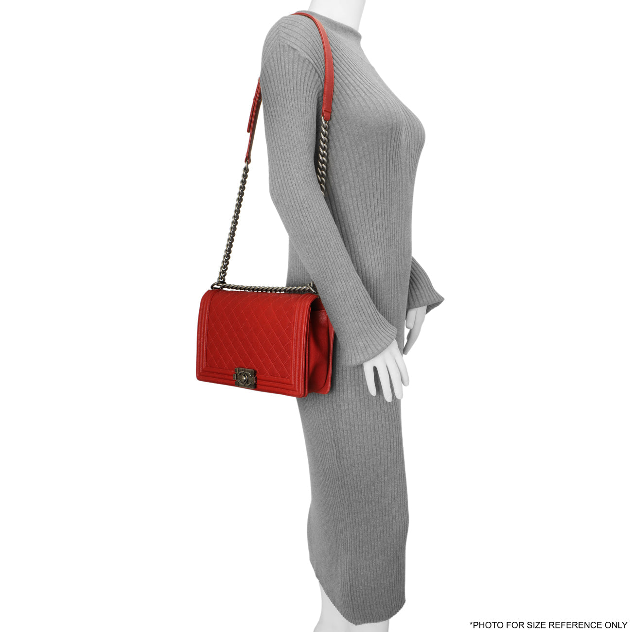 Exclusive Chanel Red Quilted Caviar New Medium Boy Bag — Alternate View 11