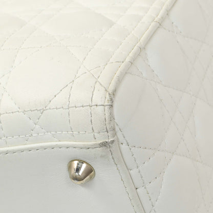 Exclusive Christian Dior White Lambskin Cannage Large Lady Dior — Detail View