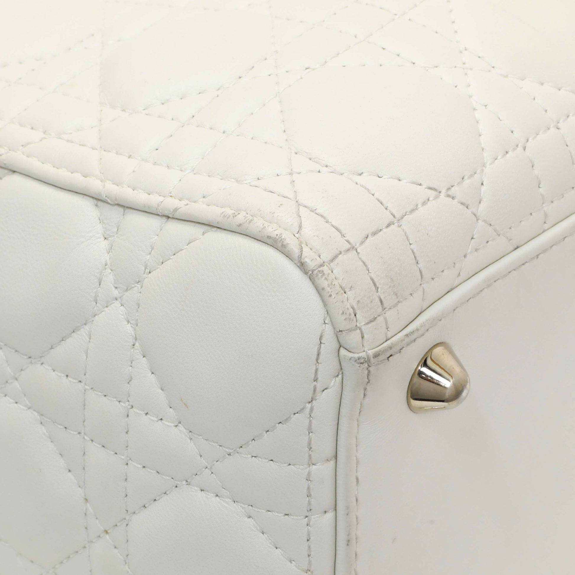 Exclusive Christian Dior White Lambskin Cannage Large Lady Dior — Lifestyle View