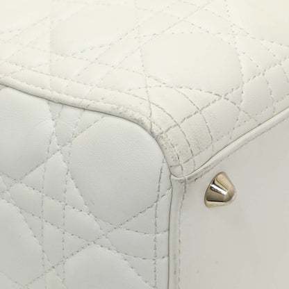 Exclusive Christian Dior White Lambskin Cannage Large Lady Dior — Lifestyle View