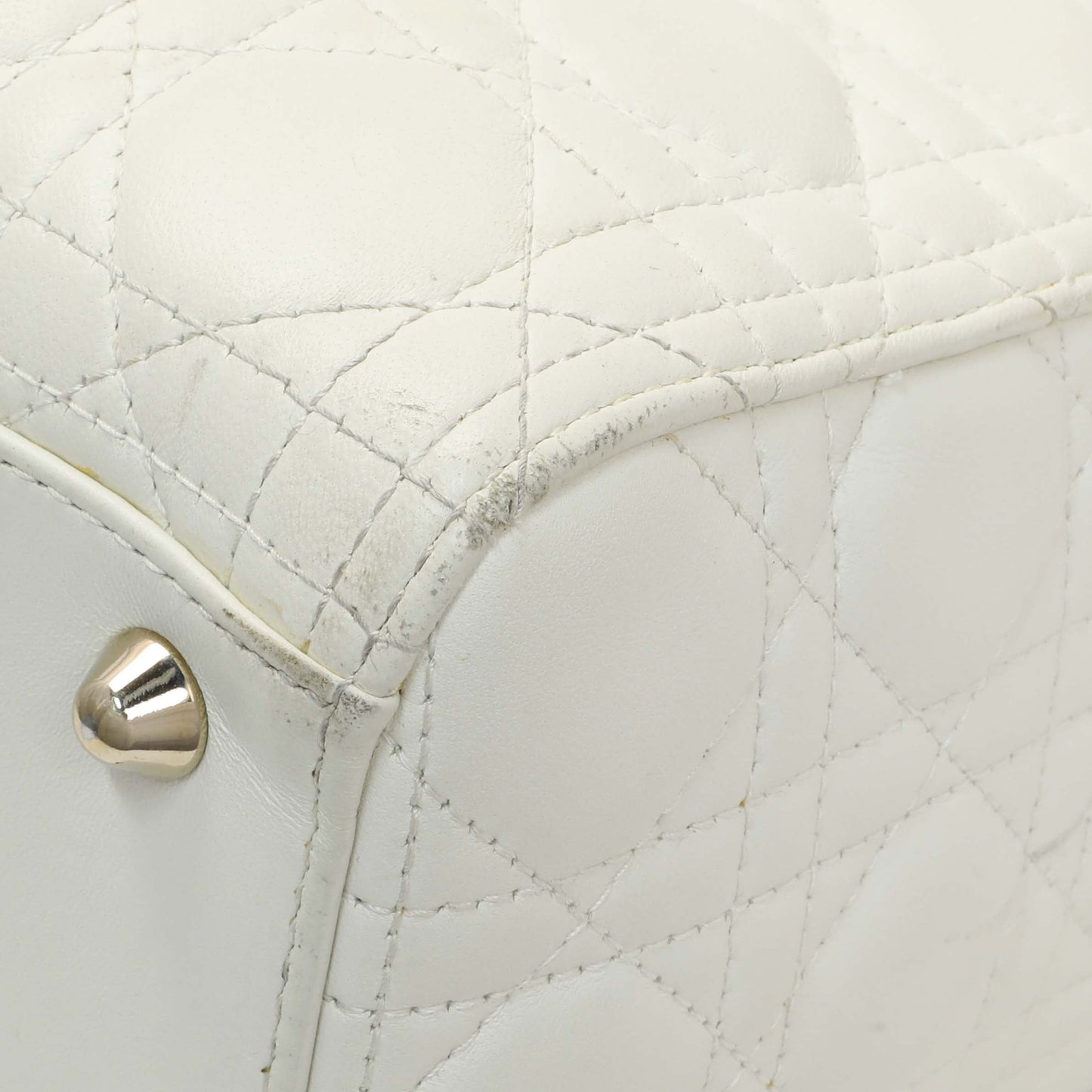Exclusive Christian Dior White Lambskin Cannage Large Lady Dior — Alternate View 7