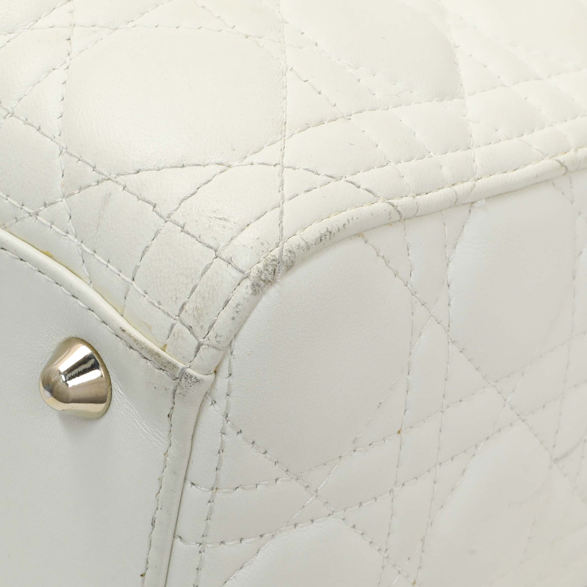 Exclusive Christian Dior White Lambskin Cannage Large Lady Dior — Alternate View 7