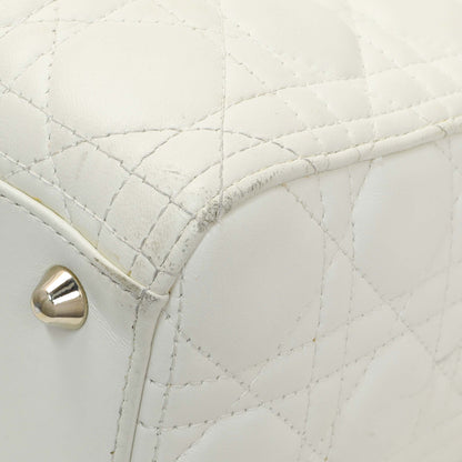 Exclusive Christian Dior White Lambskin Cannage Large Lady Dior — Alternate View 7
