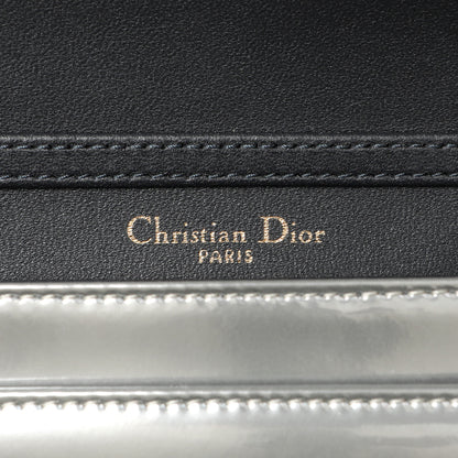 Exclusive Christian Dior Silver Patent Micro-Cannage Diorama Wallet on Chain — Detail View