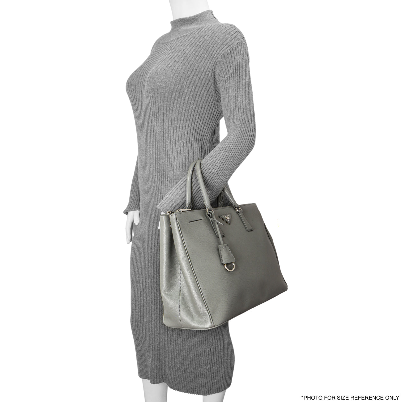 Exclusive Prada Grey Saffiano Large Galleria Double Zip Tote — Alternate View 11