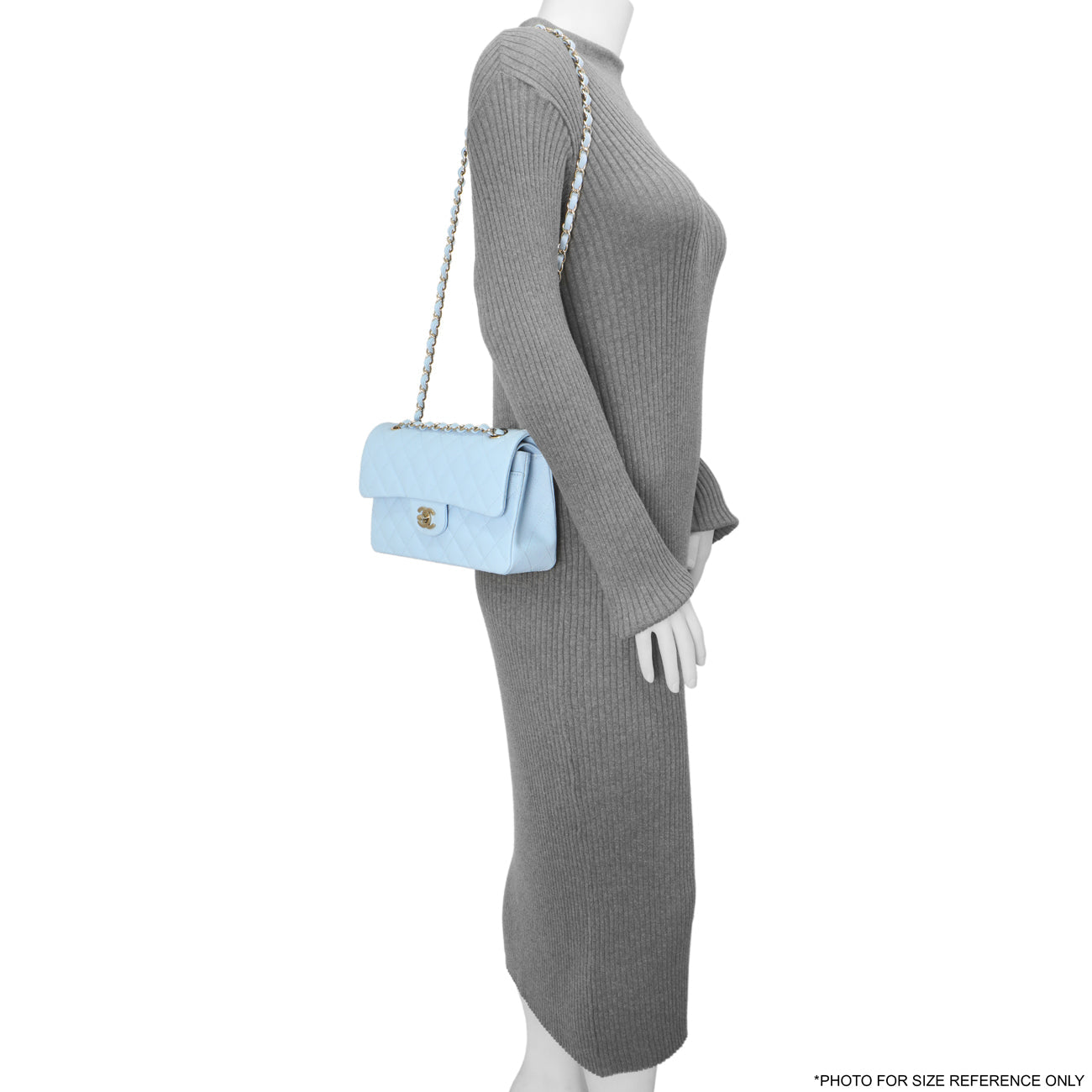 Exclusive Chanel Blue Quilted Caviar Small Classic Double Flap — Alternate View 8