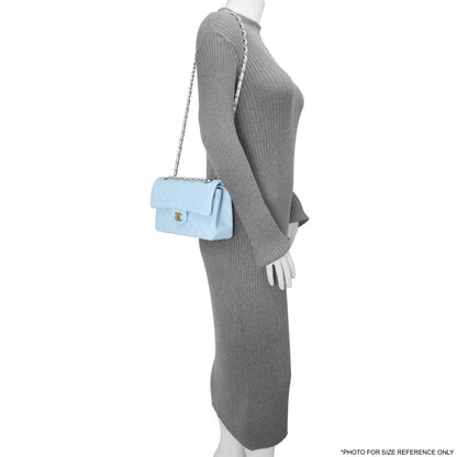 Exclusive Chanel Blue Quilted Caviar Small Classic Double Flap — Alternate View 8