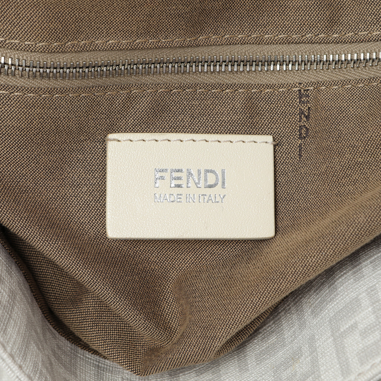 Exclusive Fendi White Zucchino Mama Baguette — Detail View