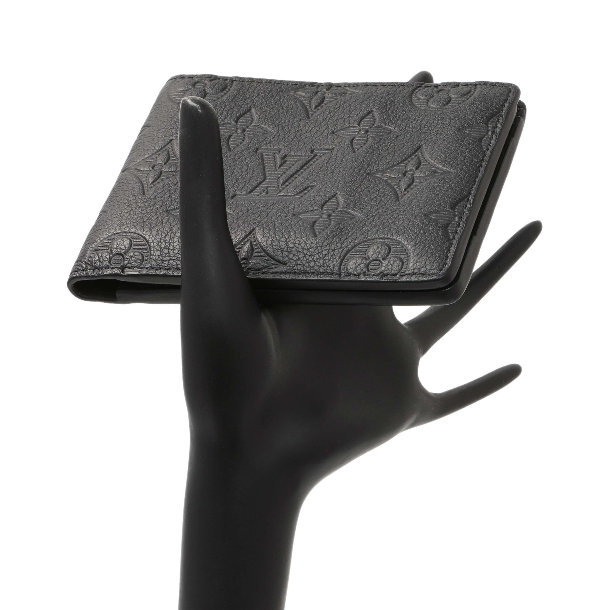 Exclusive Louis Vuitton Calfskin Monogram Shadow Multiple Wallet Black — Lifestyle View