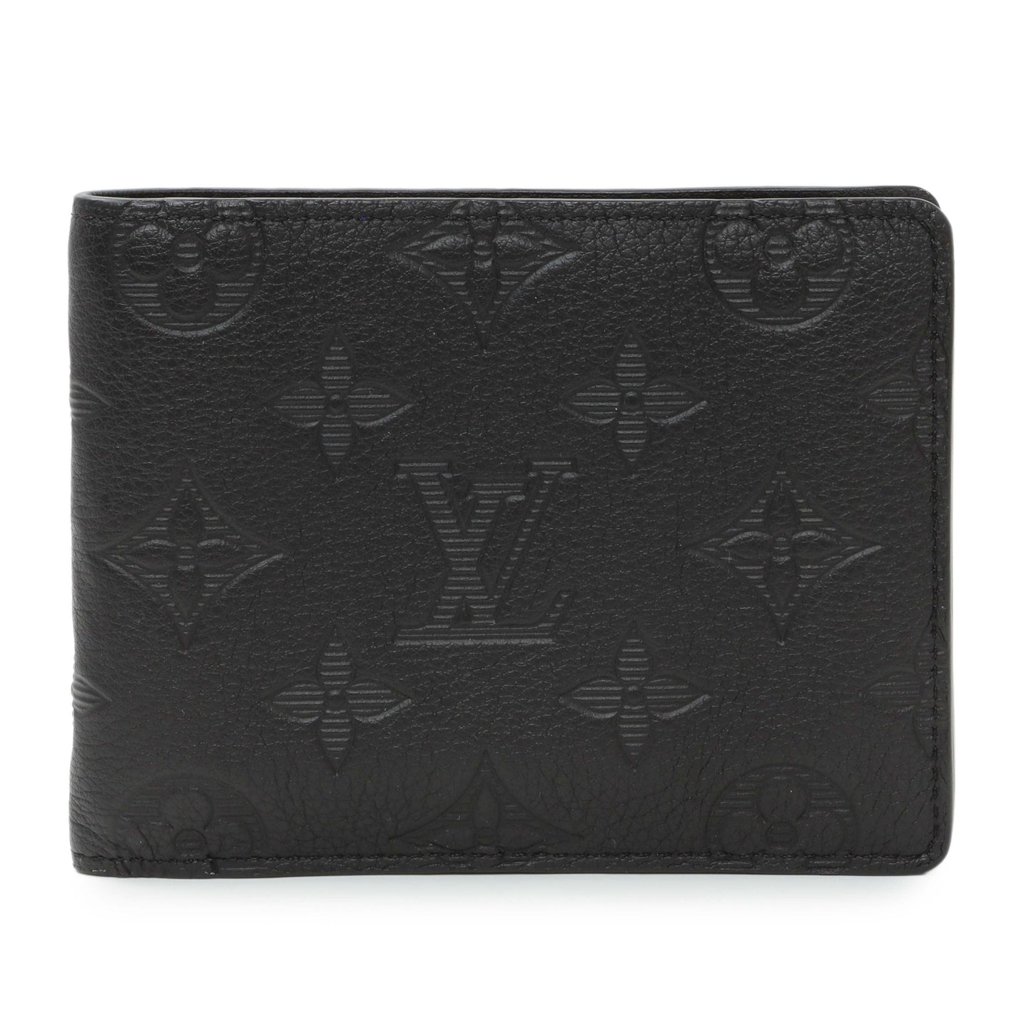Exclusive Louis Vuitton Calfskin Monogram Shadow Multiple Wallet Black — Front View