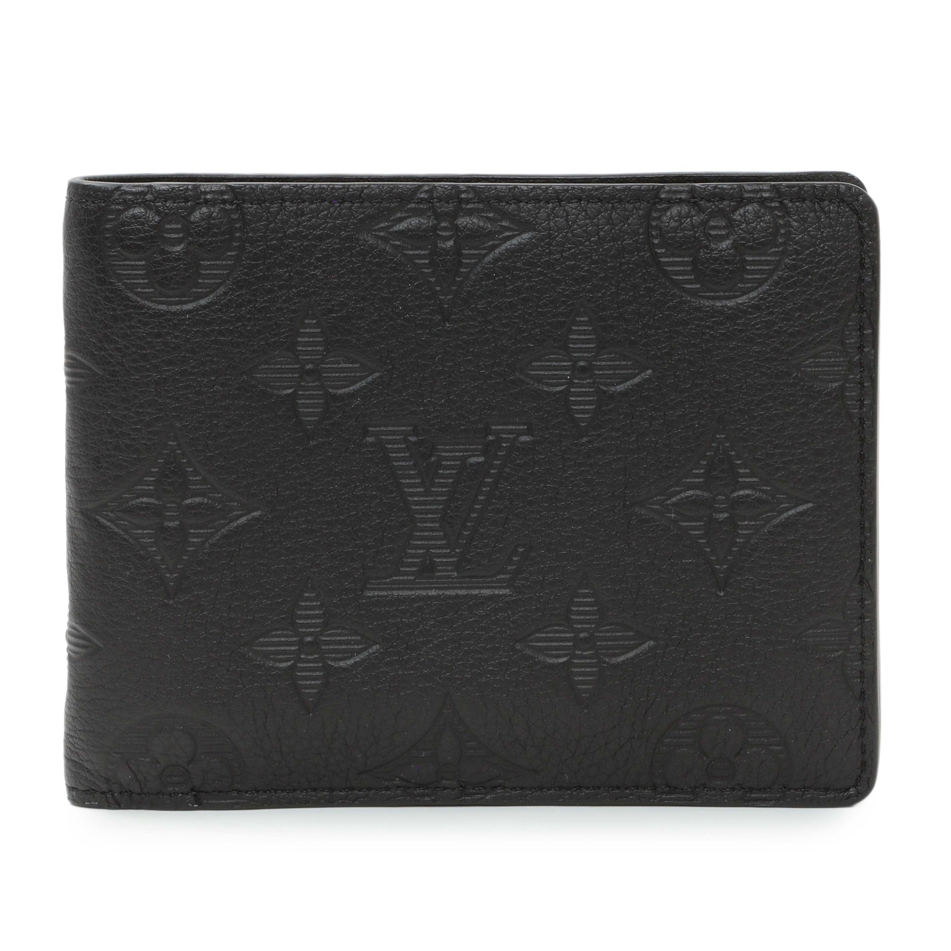 Exclusive Louis Vuitton Calfskin Monogram Shadow Multiple Wallet Black — Front View