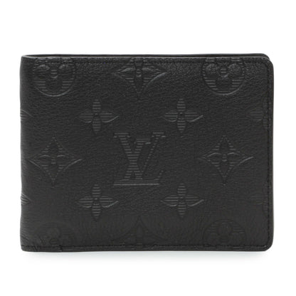 Exclusive Louis Vuitton Calfskin Monogram Shadow Multiple Wallet Black — Front View