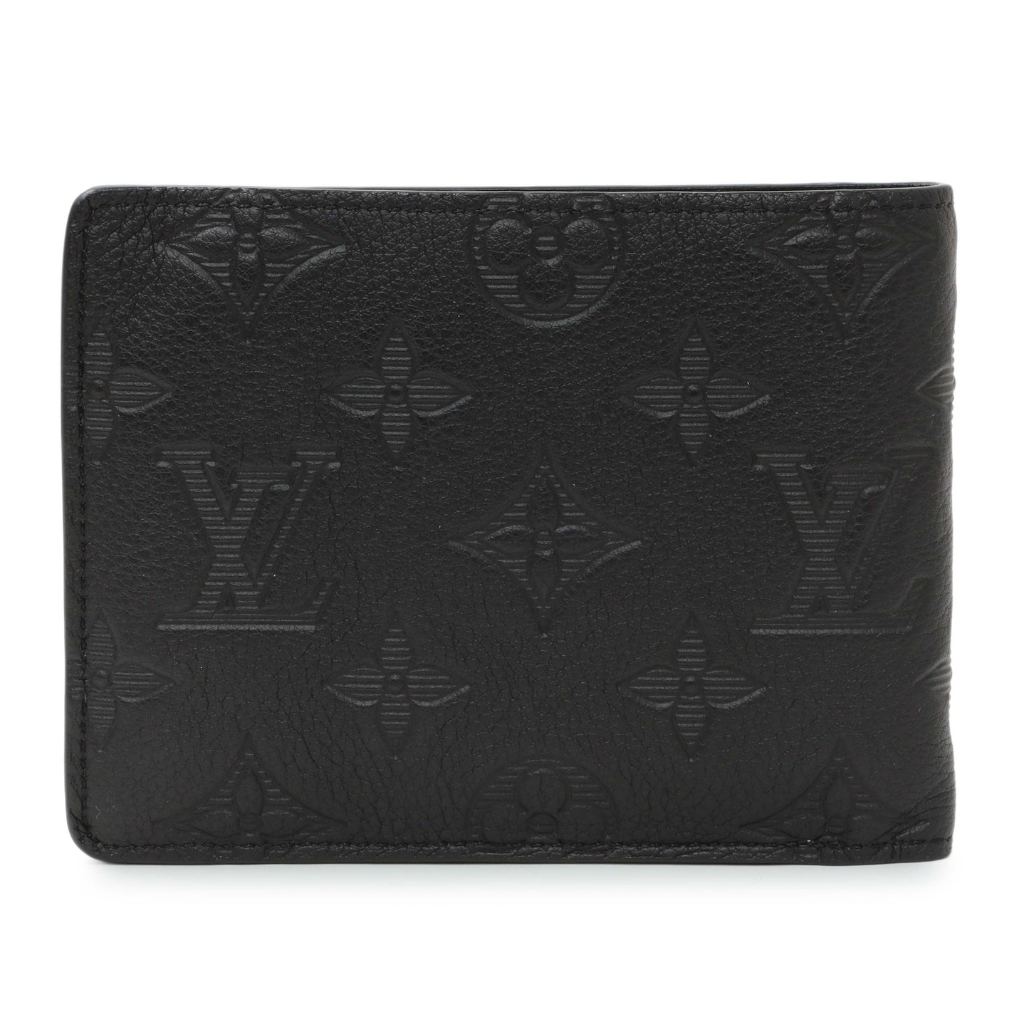 Exclusive Louis Vuitton Calfskin Monogram Shadow Multiple Wallet Black — Side View
