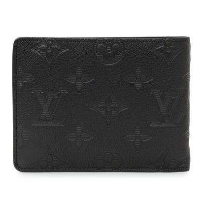 Exclusive Louis Vuitton Calfskin Monogram Shadow Multiple Wallet Black — Side View