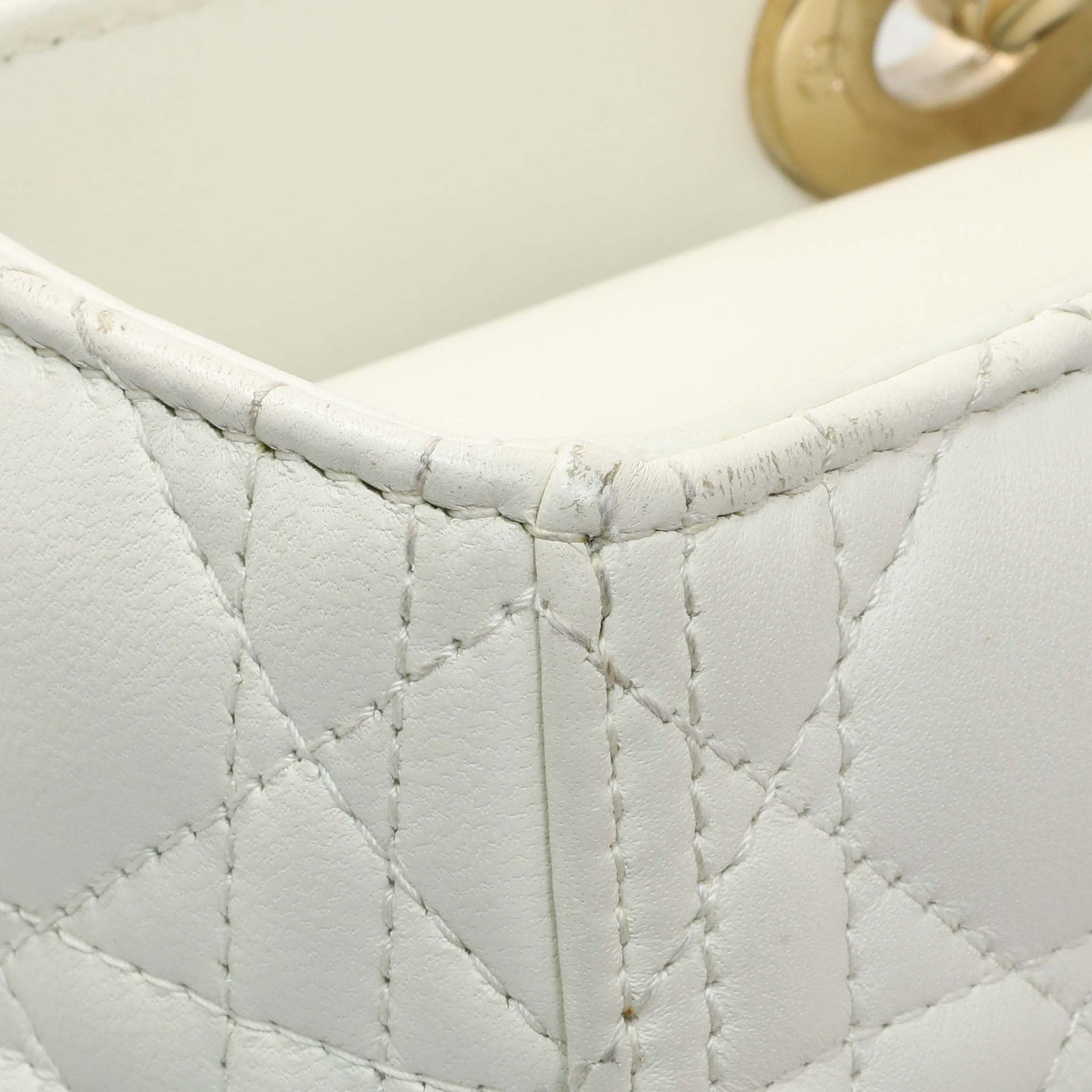 Exclusive Christian Dior White Lambskin Cannage Large Lady Dior — Alternate View 8