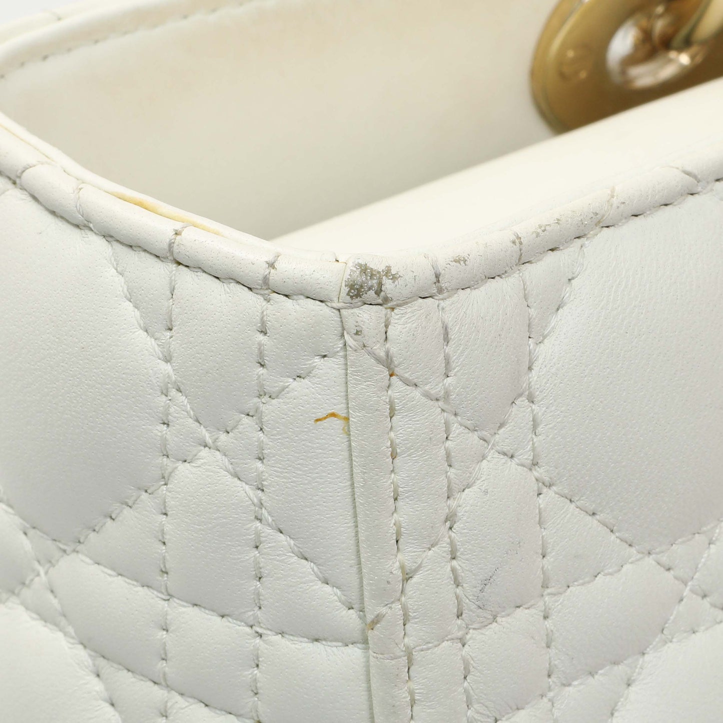 Exclusive Christian Dior White Lambskin Cannage Large Lady Dior — Alternate View 10
