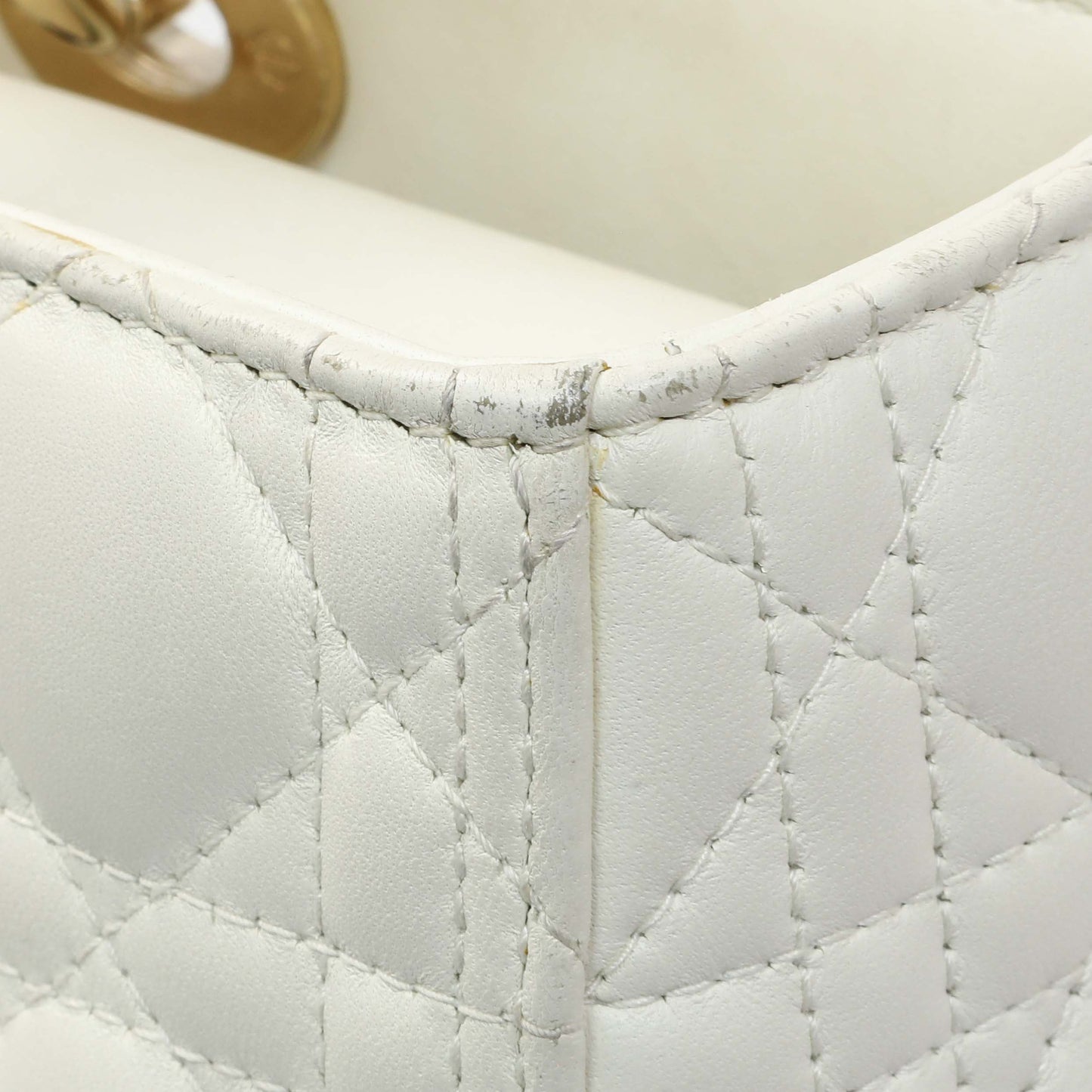Exclusive Christian Dior White Lambskin Cannage Large Lady Dior — Alternate View 11