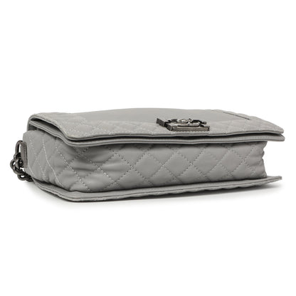 Exclusive Chanel Grey Calfskin New Medium Boy Reverso Flap — Back View