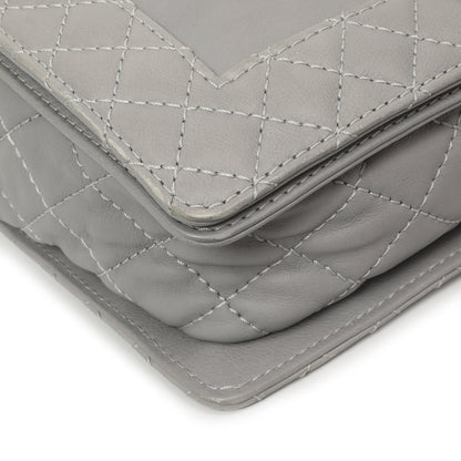 Exclusive Chanel Grey Calfskin New Medium Boy Reverso Flap — Top View