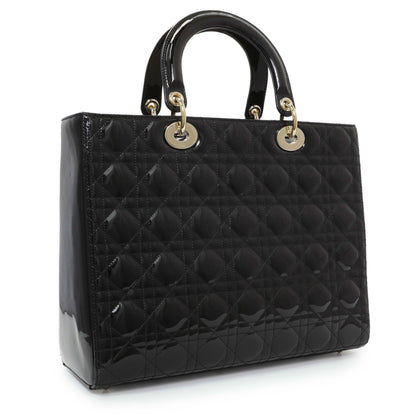 Exclusive Christian Dior Black Patent Cannage Large Lady Dior — Side View
