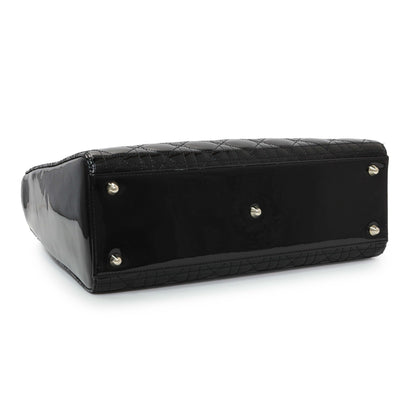 Exclusive Christian Dior Black Patent Cannage Large Lady Dior — Back View