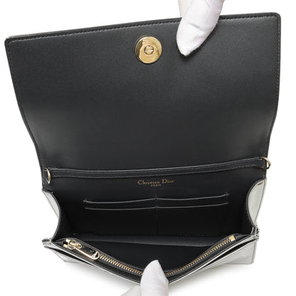 Exclusive Christian Dior Silver Patent Micro-Cannage Diorama Wallet on Chain — Top View