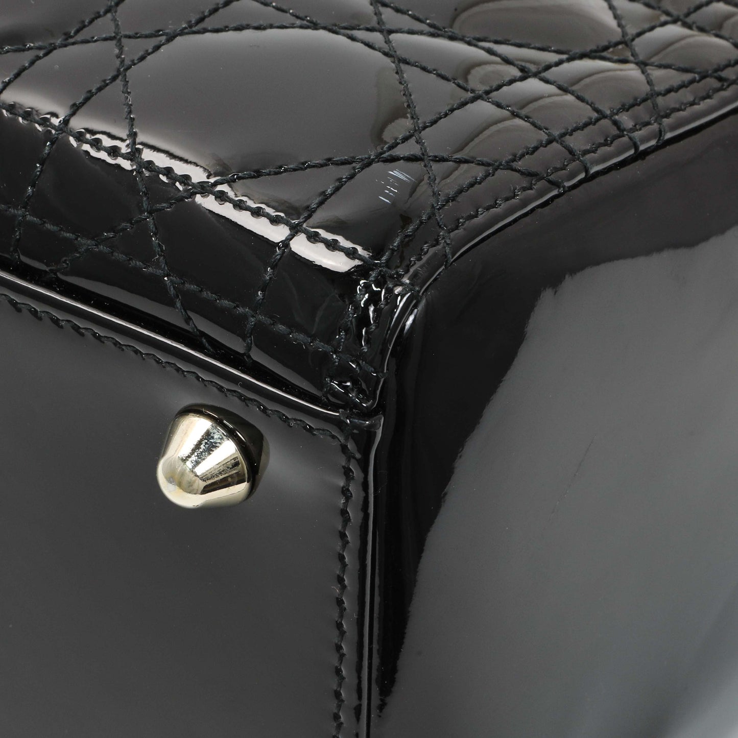 Exclusive Christian Dior Black Patent Cannage Large Lady Dior — Top View