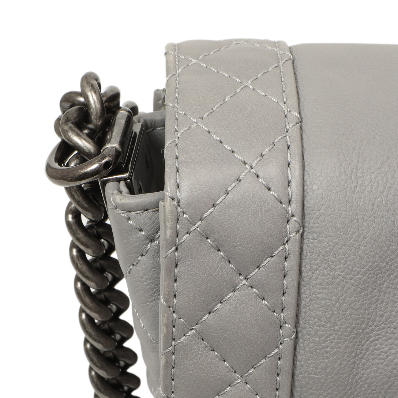 Exclusive Chanel Grey Calfskin New Medium Boy Reverso Flap — Alternate View 11