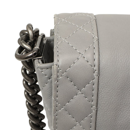 Exclusive Chanel Grey Calfskin New Medium Boy Reverso Flap — Alternate View 11