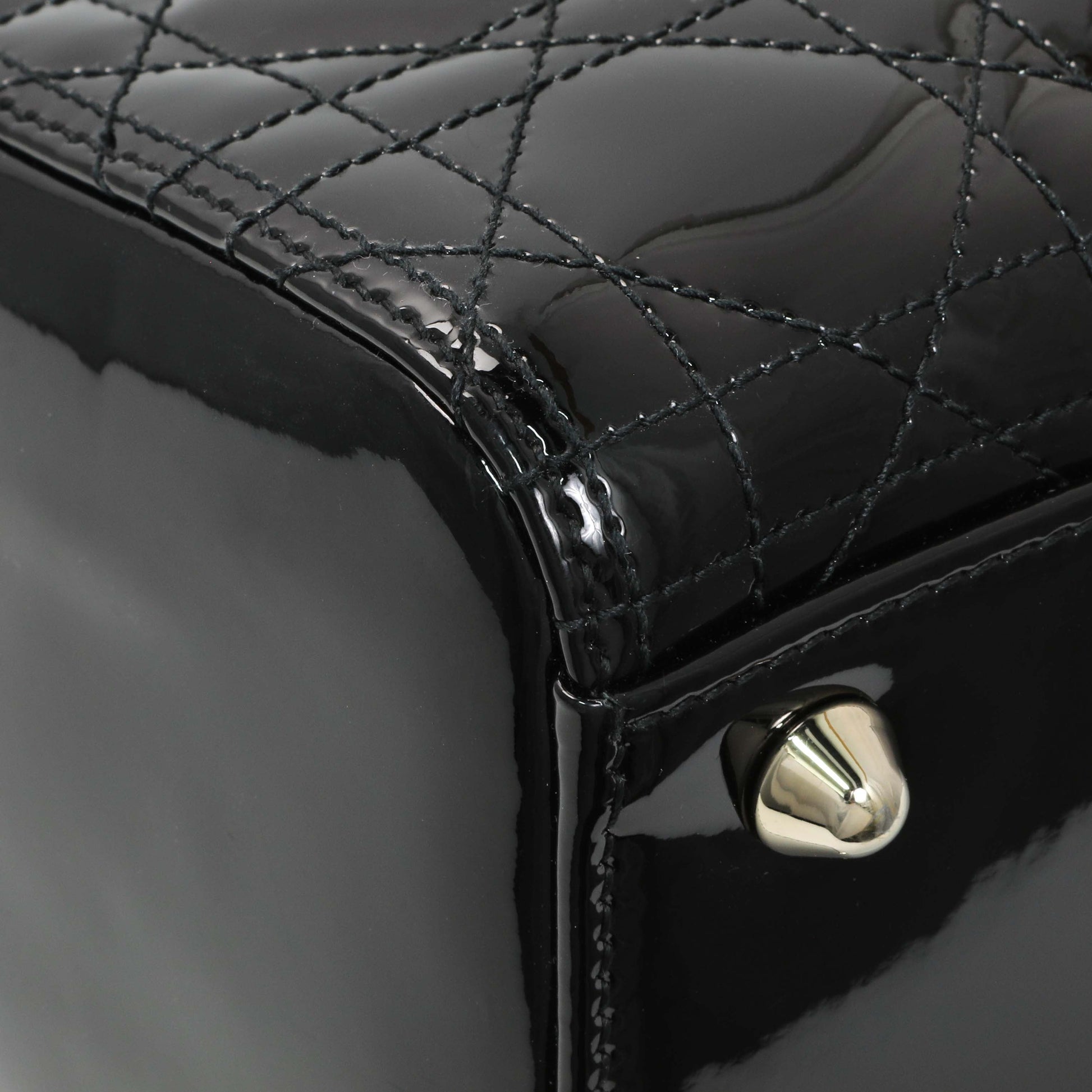 Exclusive Christian Dior Black Patent Cannage Large Lady Dior — Lifestyle View