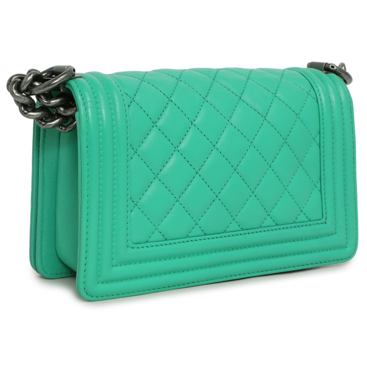 Exclusive Chanel Green Calfskin Small Boy Bag — Side View