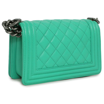 Exclusive Chanel Green Calfskin Small Boy Bag — Side View