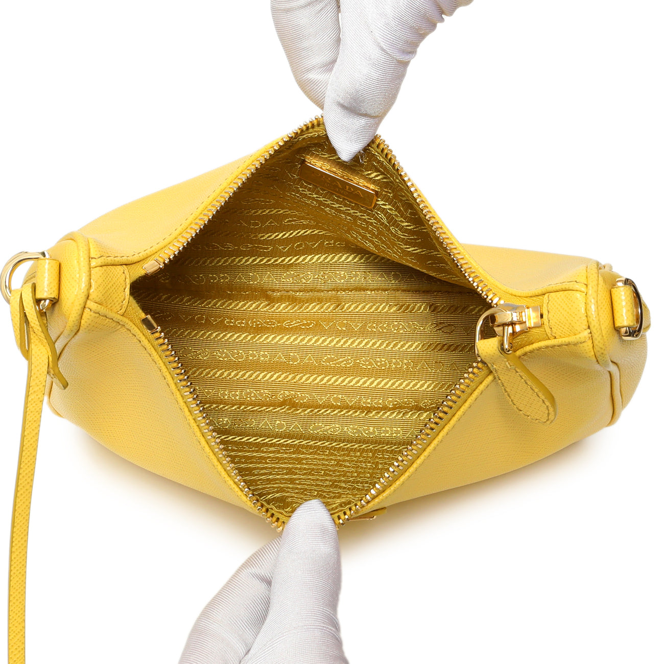 Exclusive Prada Yellow Saffiano Re-Edition 2005 Shoulder Bag — Alternate View 9