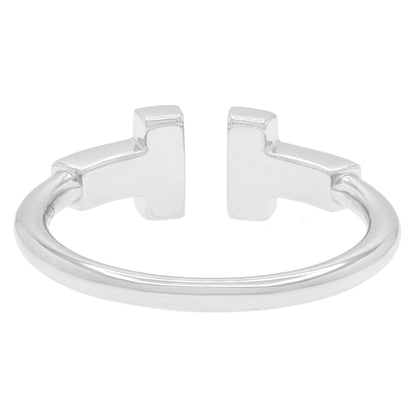 Exclusive Tiffany & Co. 18K White Gold Diamond T Wire Ring — Side View