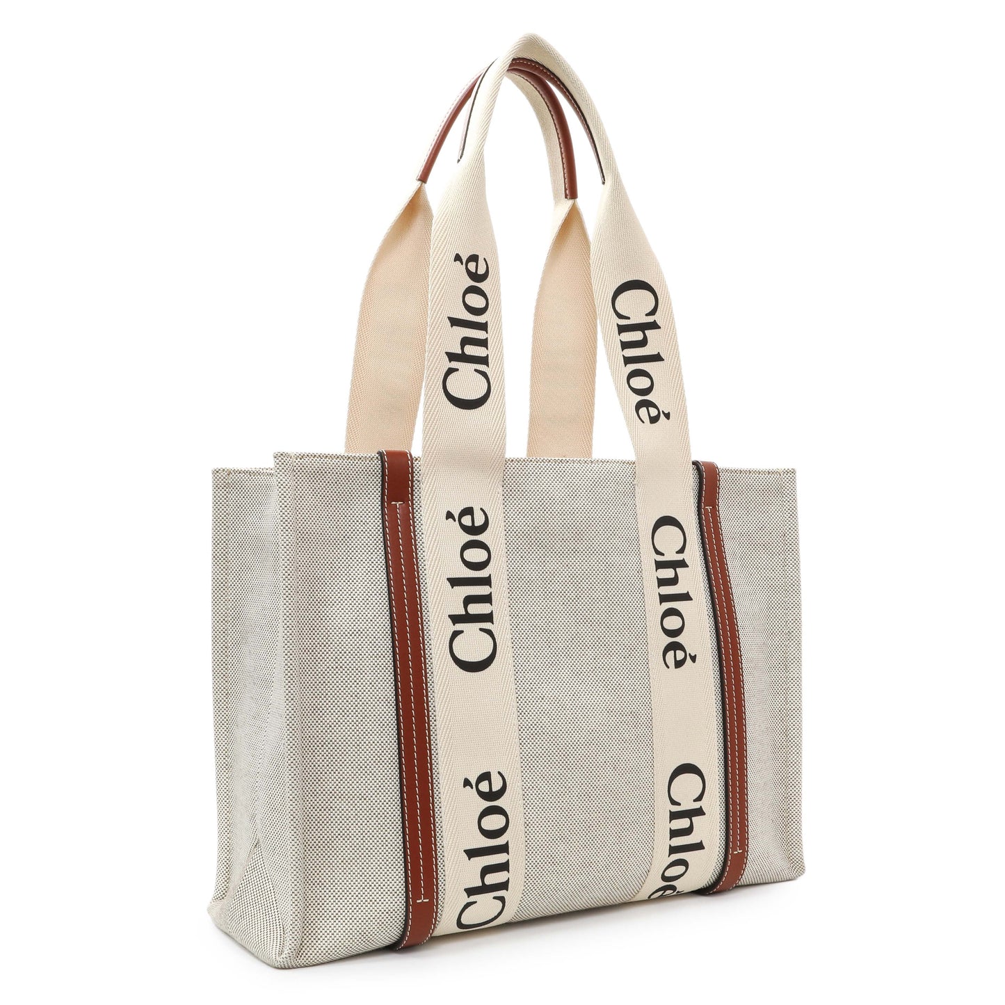 Exclusive Chloe Linen Calfskin Medium Woody Ribbon Tote — Side View