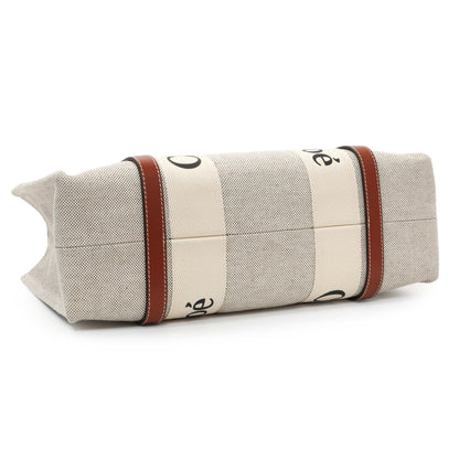 Exclusive Chloe Linen Calfskin Medium Woody Ribbon Tote — Back View