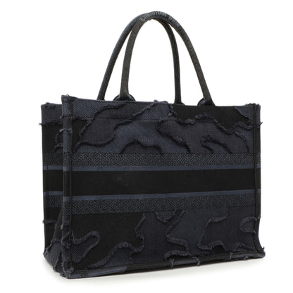 Exclusive Christian Dior Blue Embroidered Camouflage Medium Book Tote — Side View