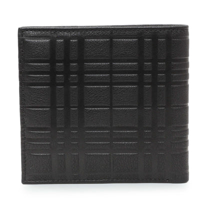 Exclusive Burberry Black Embossed Check Leather Bifold Wallet — Side View
