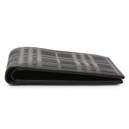 Exclusive Burberry Black Embossed Check Leather Bifold Wallet — Back View
