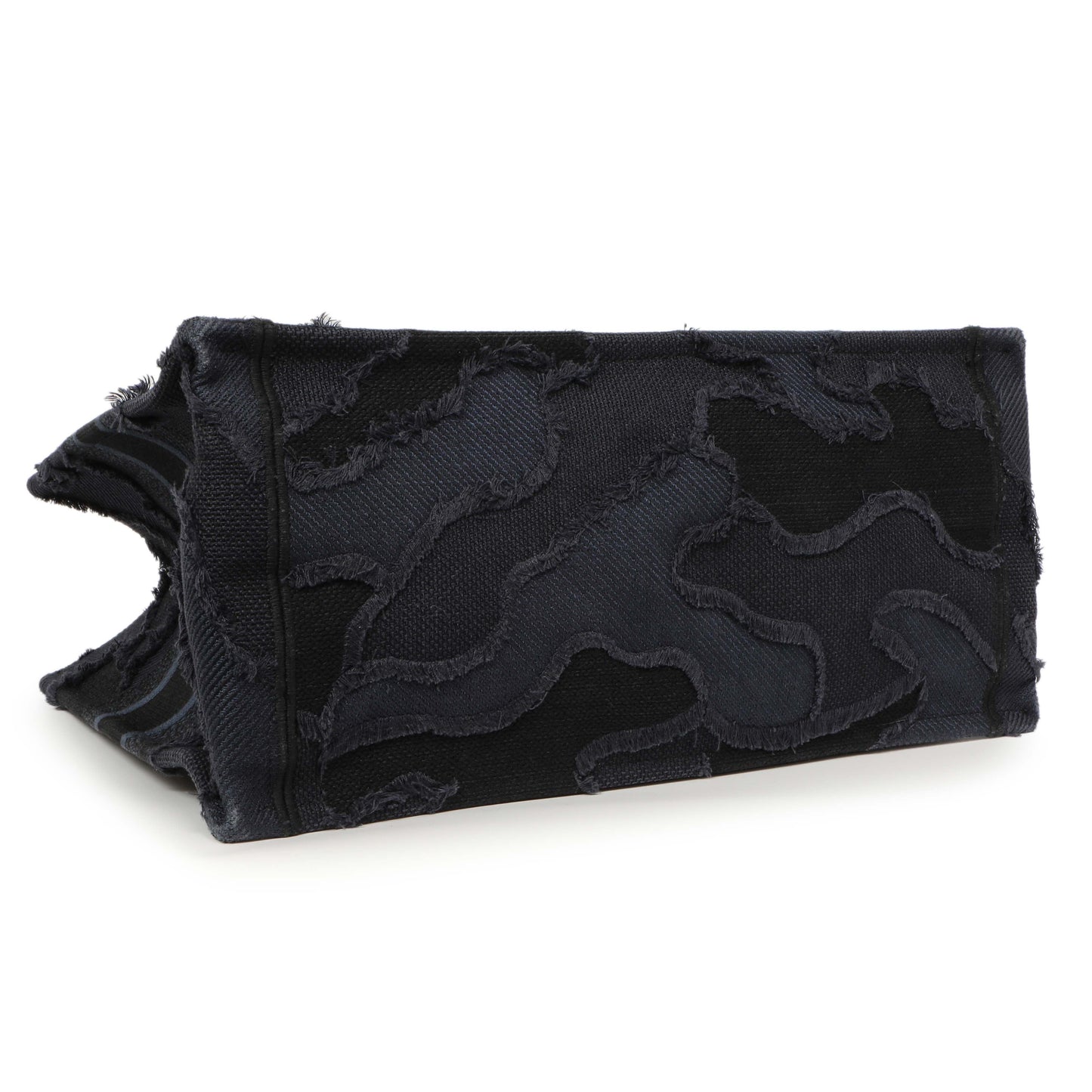Exclusive Christian Dior Blue Embroidered Camouflage Medium Book Tote — Back View