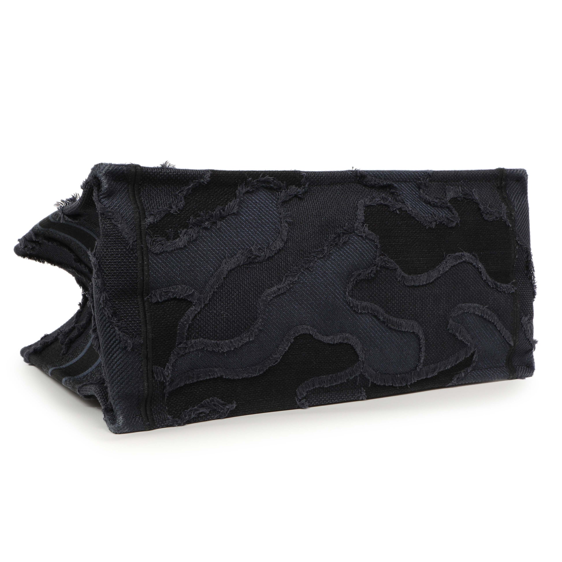 Exclusive Christian Dior Blue Embroidered Camouflage Medium Book Tote — Back View