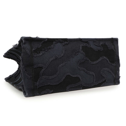 Exclusive Christian Dior Blue Embroidered Camouflage Medium Book Tote — Back View